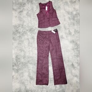 New York & Co 2-Pc Purple 3-Button Vest & Boot Cut Pants, Size 2 Reg